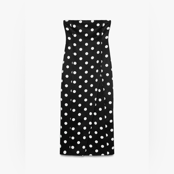 Zara strapless polka dot midi dress NWOT - Picture 5 of 7